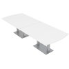 Skutchi Designs 10 Person Conference Table with Metal Bases, Modular Arc Rectangle Shaped Table, White HAR-AREC-46X119-DOU-XD09